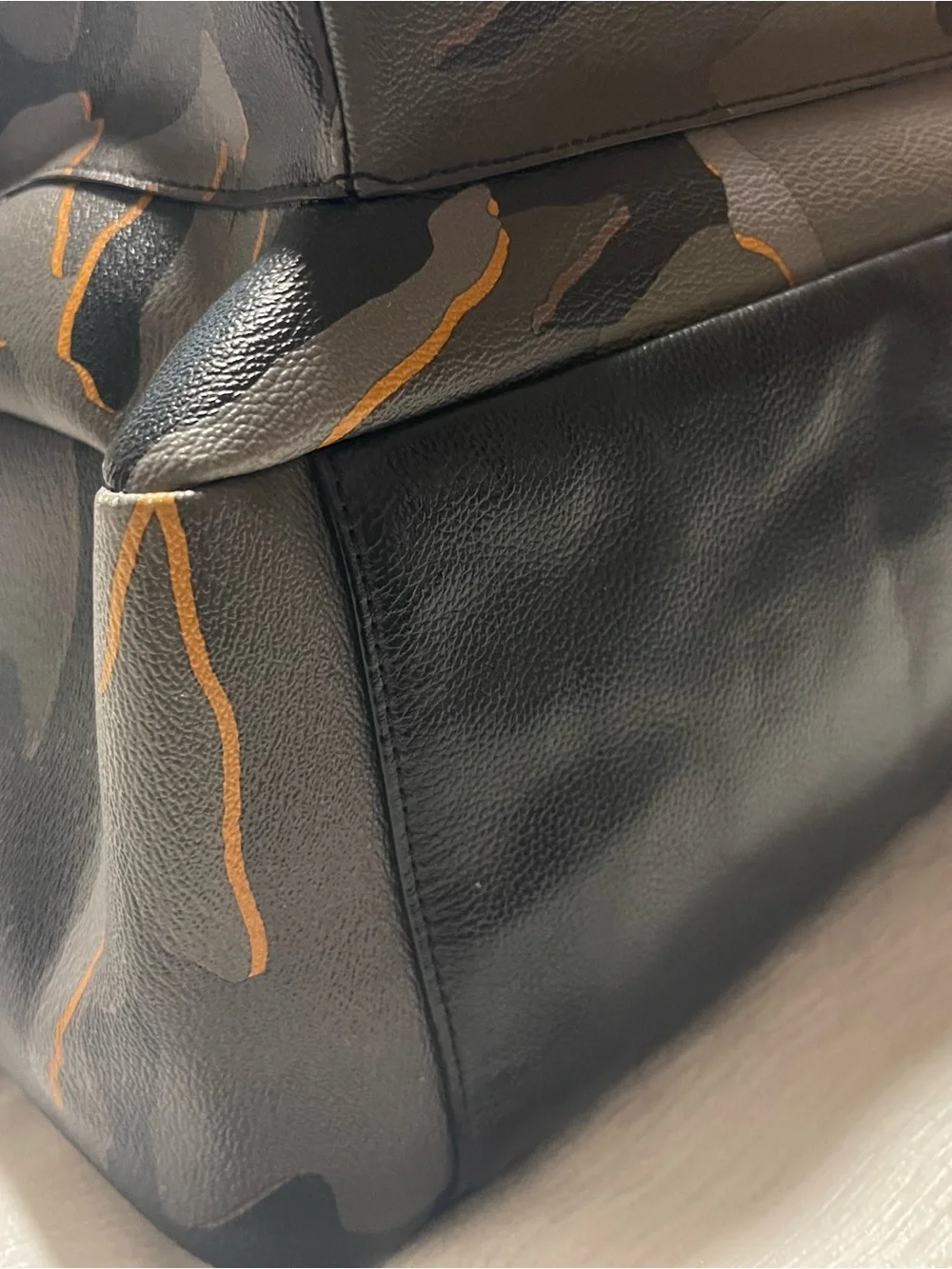 Coach Men's Camouflage Leather Backpack - Black, Gray & Tan Trim